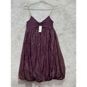 Akiko Dress Women's XS Purple Gold Glitter Striped Sleeveless Jewel  Chain Neck